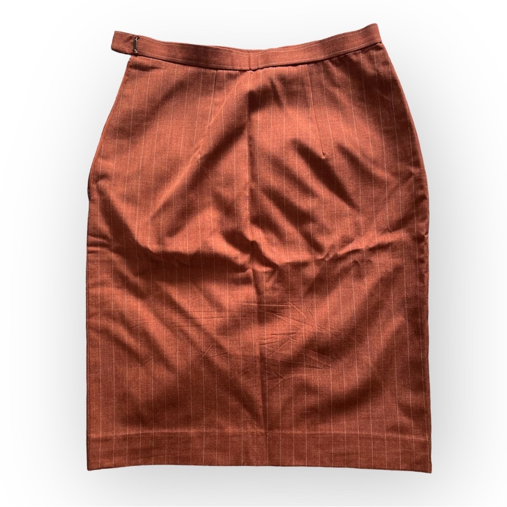Vintage High Waisted Burnt Orange Pin Stripe A-Line Pencil Skirt Women’s Size XS